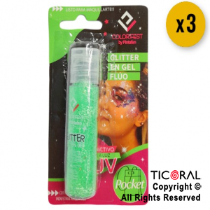 GLITTER EN GEL PELO ROSTRO CUERPO VERDE FLUO 855-04 X 20 GR x 3